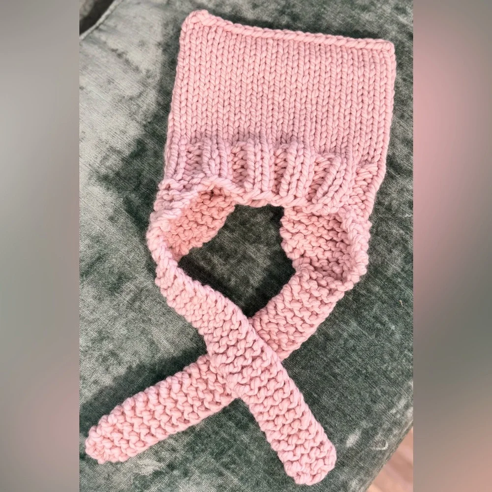 Handmade Hand Crafted Knit Ear Flap Cat Hat Adult Teen size Pink - Picture 9 of 10